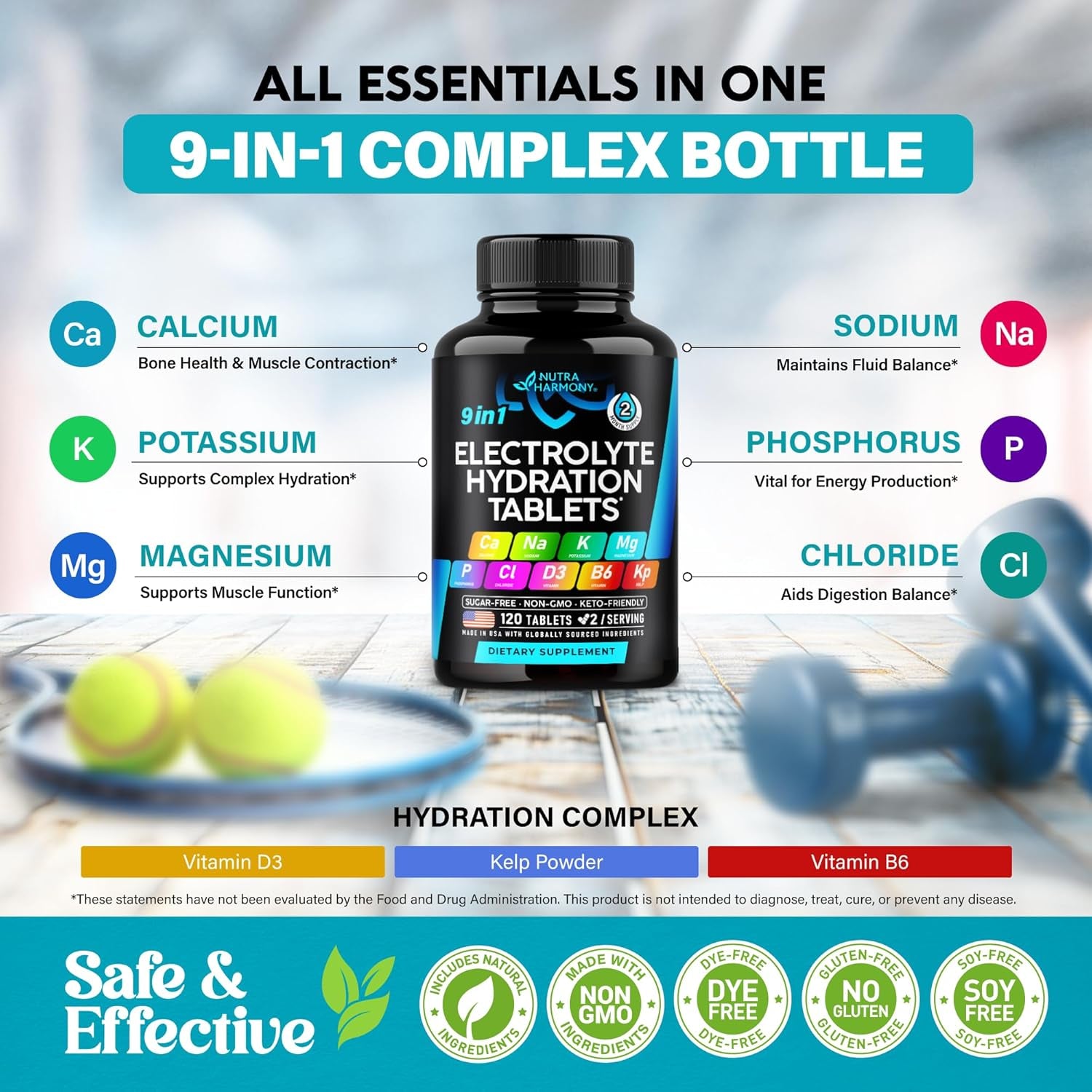 NUTRAHARMONY Electrolyte Supplement — 120 Capsules | Magnesium, Potassium & Sodium Blend | Hydration & Recovery Support
