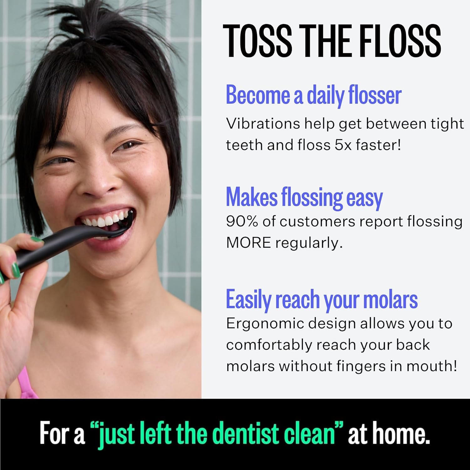 FLAUS Electric Flosser Gentle Glide – Sonic Vibration Dental Flosser for Sensitive Gums & Plaque Removal | As Seen on Shark Tank