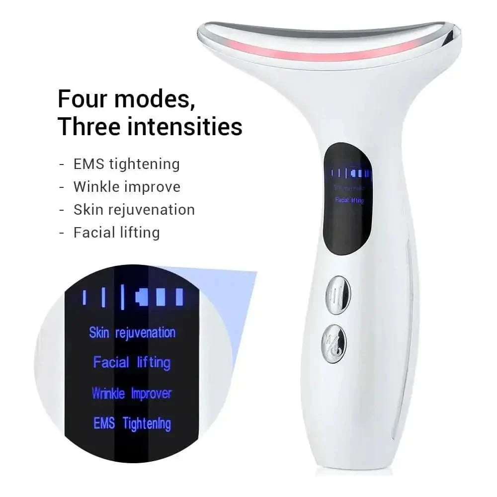 EMS Device for Firmer Slimmer Face | Neck and Chin Massager with LED Therapy - Glam Global UKGlam Global UK