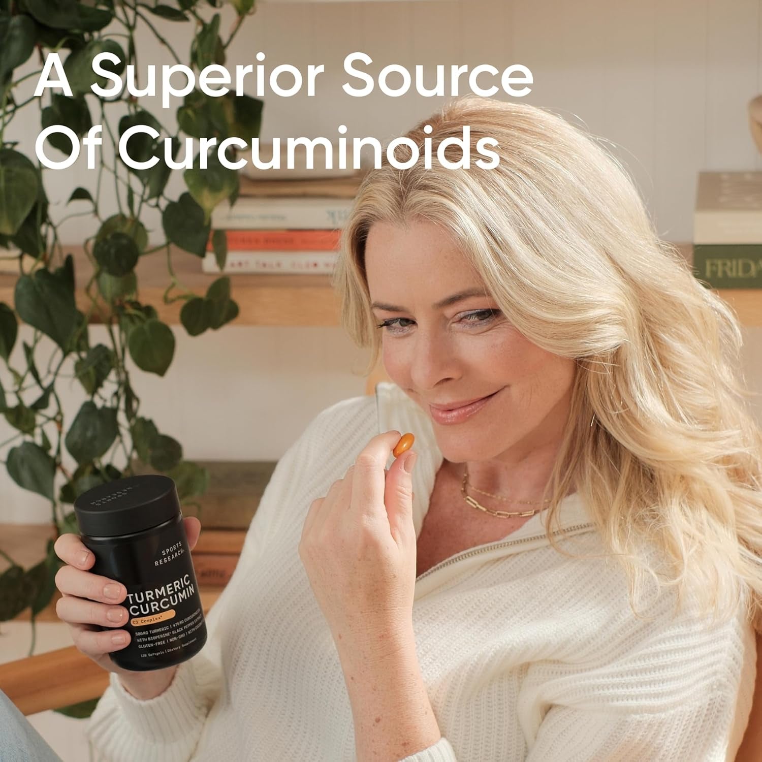 Sports Research® Turmeric Curcumin C3 Complex® W/Bioperine Black Pepper Extract & Organic Coconut Oil - Standardized 95% Curcuminoids · Non-Gmo · Gluten Free - 120 Count Softgels