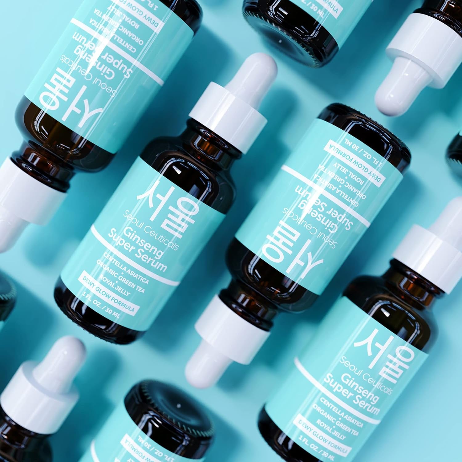 SeoulCeuticals Korean Ginseng Serum – Green Tea, Centella & Royal Jelly for Dewy Glow & Radiance | Organic | 30ml