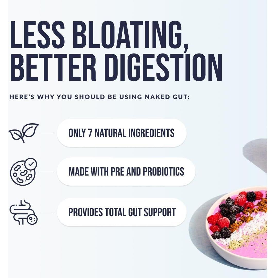 Naked Nutrition Naked Gut – 240g | Prebiotic & Probiotic Blend for Gut Health, Digestion & Immunity