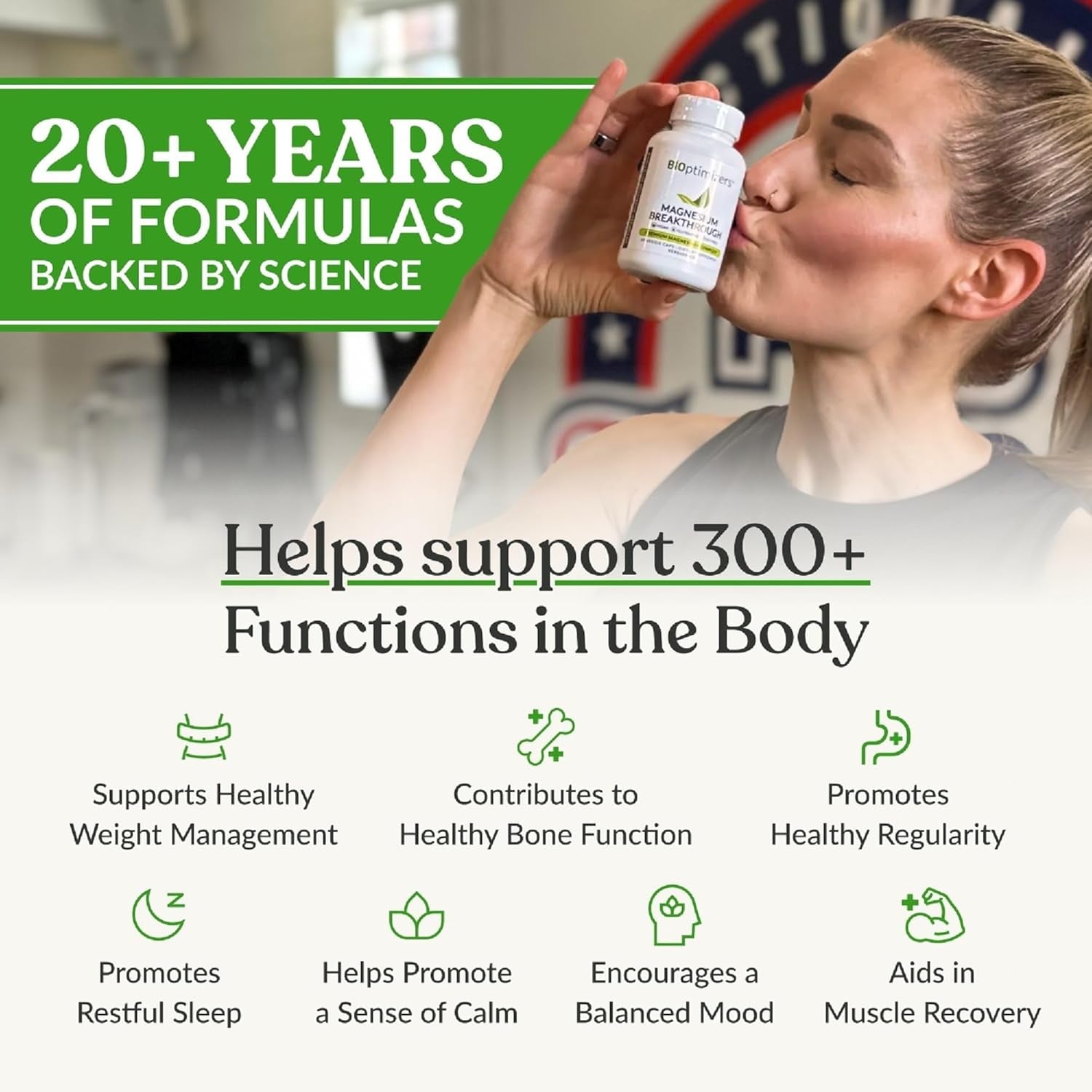 Bioptimizers Magnesium Breakthrough Supplement with 500Mg - 7 Forms of Magnesium: Glycinate, Malate, Citrate, and More - Natural Support for Sleep and Cognitive Function -30 Capsules- Calming Vitamins