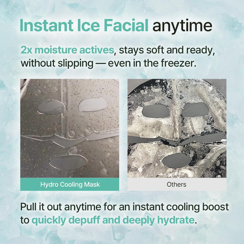 NDP Collagen Cica Cooling Hydrogel Face Mask, Soothing Ice Mask for Depuffing, Puffiness, Sunburn, after Sun & Microneedling, Vegan Collagen & Centella, Korean Skincare (4 Sheets)