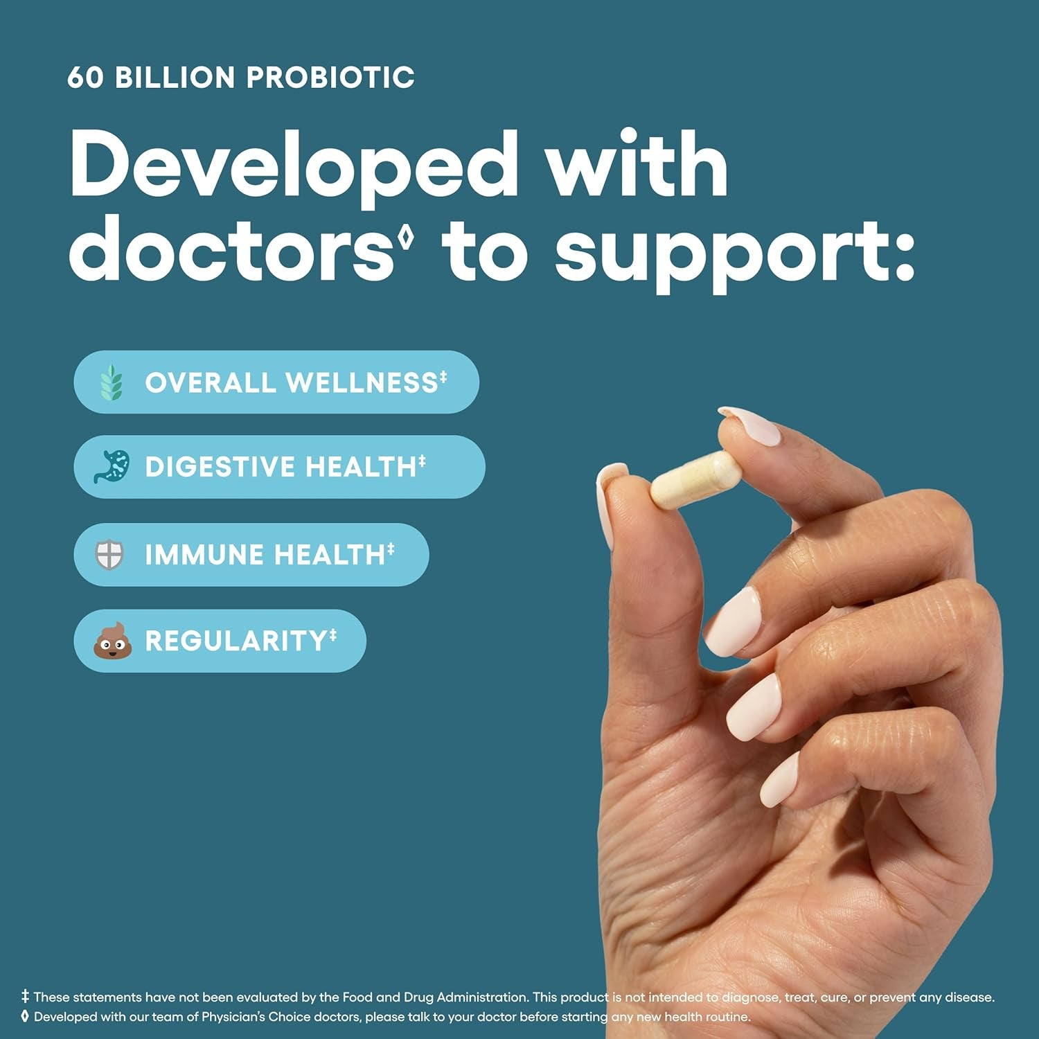 Physician's Choice 60 Billion CFU Probiotic – 10 Strains & Organic Prebiotics for Gut, Digestive & Immune Health | 60 Capsules