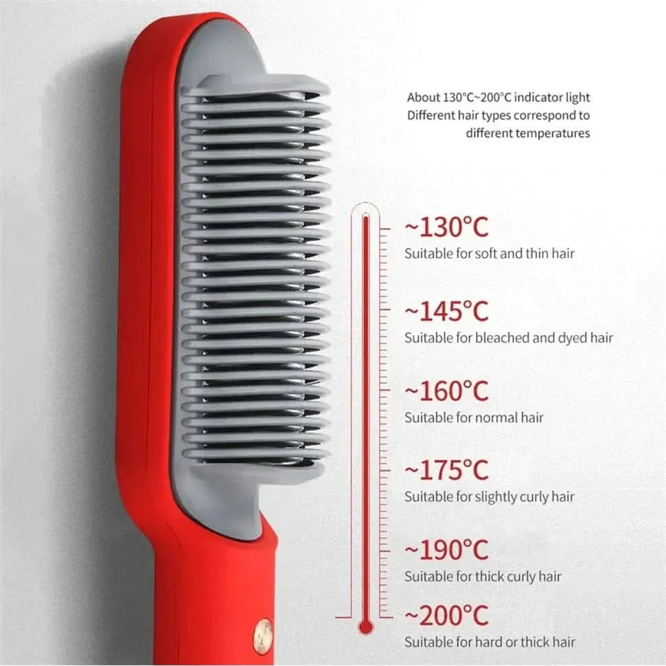 Cepillo Rizador de Cerámica – 130°C a 200°C | Rizos sin Esfuerzo, Acabado sin Encrespamiento, 6 Ajustes de Temperatura