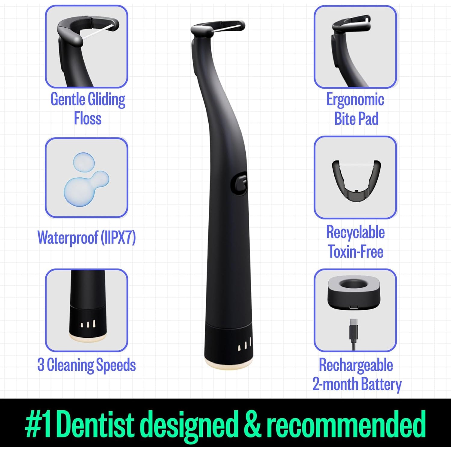 FLAUS Electric Flosser Gentle Glide – Sonic Vibration Dental Flosser for Sensitive Gums & Plaque Removal | As Seen on Shark Tank