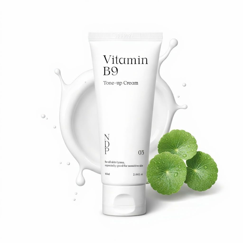 NDP Vitamin B9 Tone-Up Cream, Silicone Free Face Primer for Pore Minimizing, 95% Pure Cica Extract, Breathable Skin Formula, Glass Skin & Lightweight, V-Cream Clean K-Beauty (65Ml / 2.19 Fl Oz)