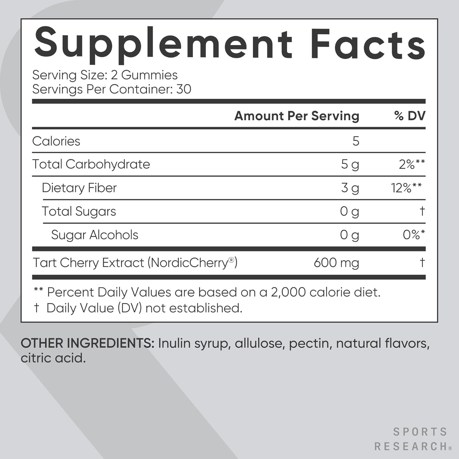 Sports Research® Tart Cherry Gummy Supplements | 600Mg of Nordiccherry™ | Enhanced Workout Recovery | Sugar and Sugar Alcohol Free - 60 Gummies for Adults, 1 Month Supply