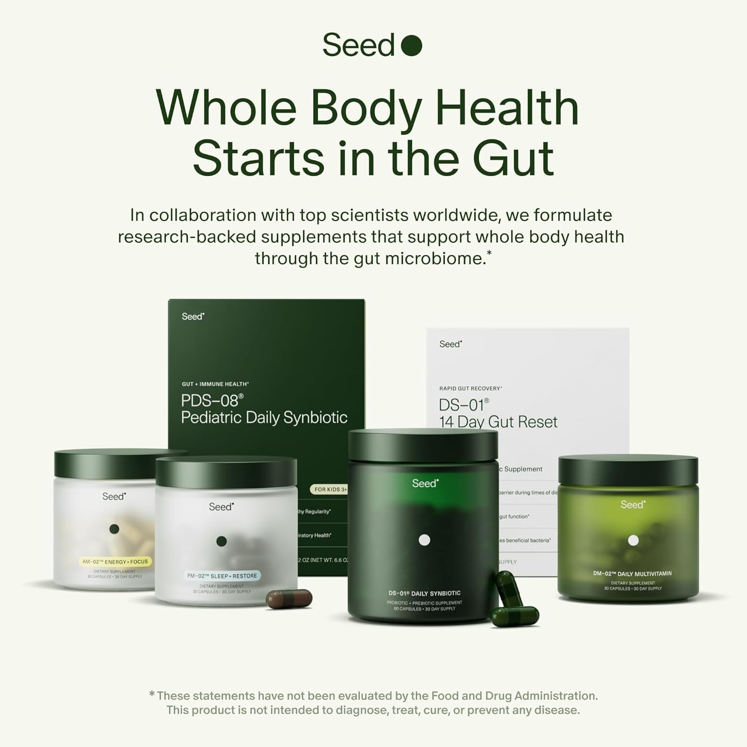 Seed AM-02 Energy + Focus - Daily Nootropic Supplement for Women & Men - Fast-Acting & Sustained Energy for up to 6 Hours - Caffeine-Free Vegan & Shelf-Stable - 30 Capsules (30-Day Supply)