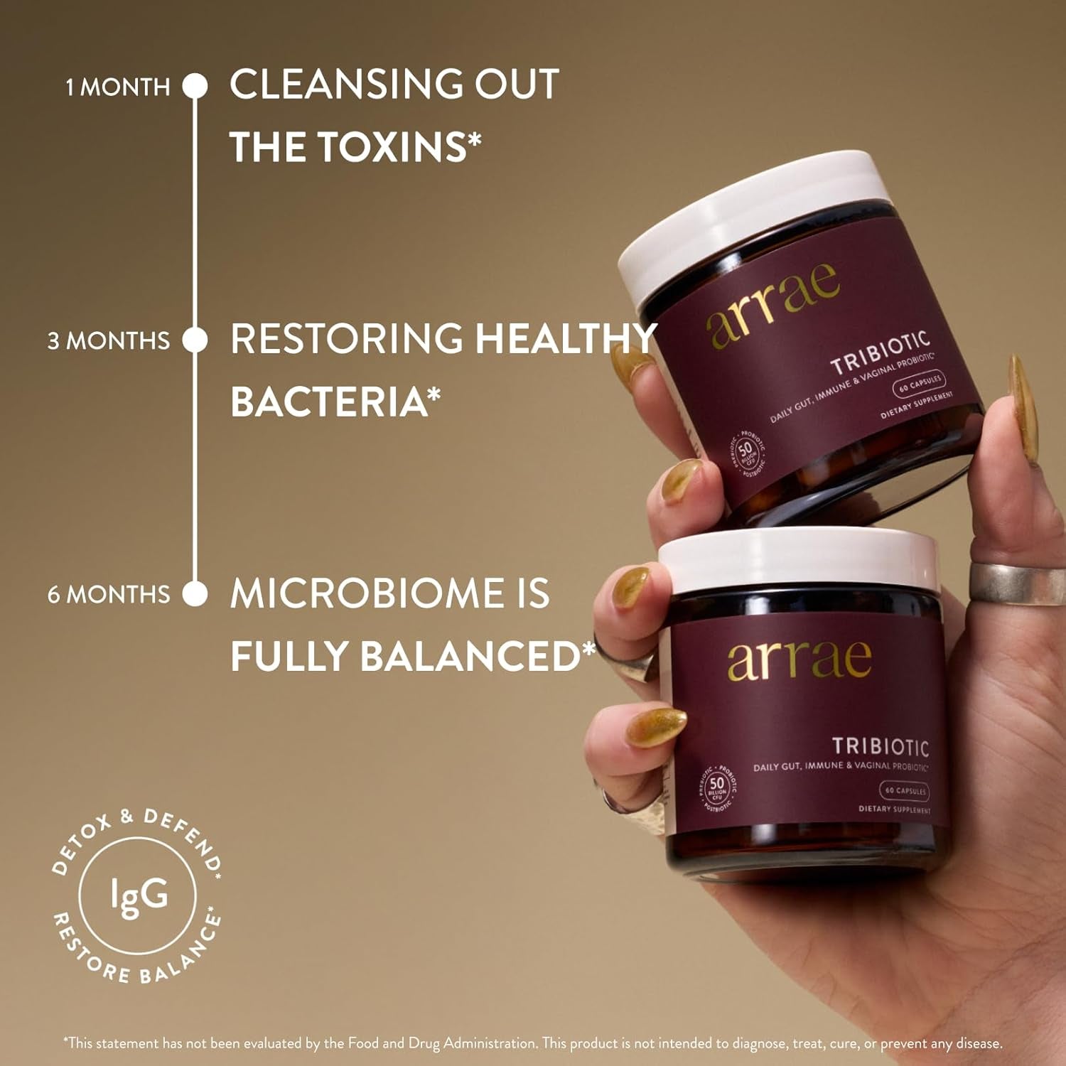 Arrae Tribiotic Women's Probiotic – 60 Capsules | Pre, Pro & Postbiotics | Vaginal pH Balance, Gut, Immune & Feminine Health Support