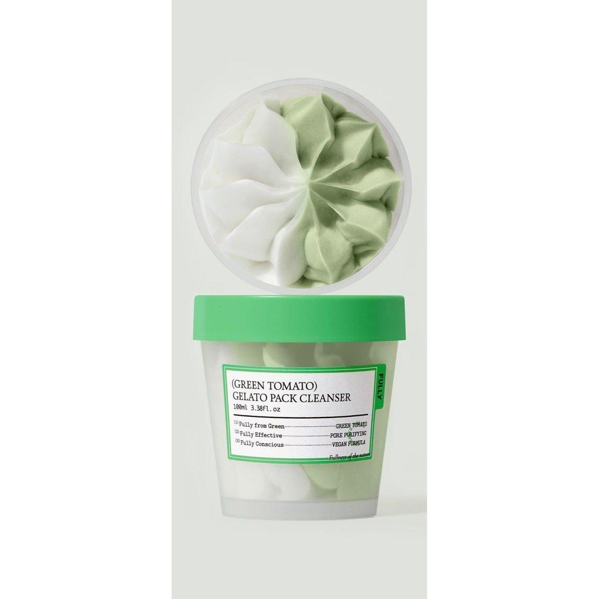FULLY GREEN TOMATO GELATO PACK CLEANSER – Vegan Clay Mask with Green Tomato Extract &amp; Centella Asiatica (100ml) - Glam Global UKFULLY
