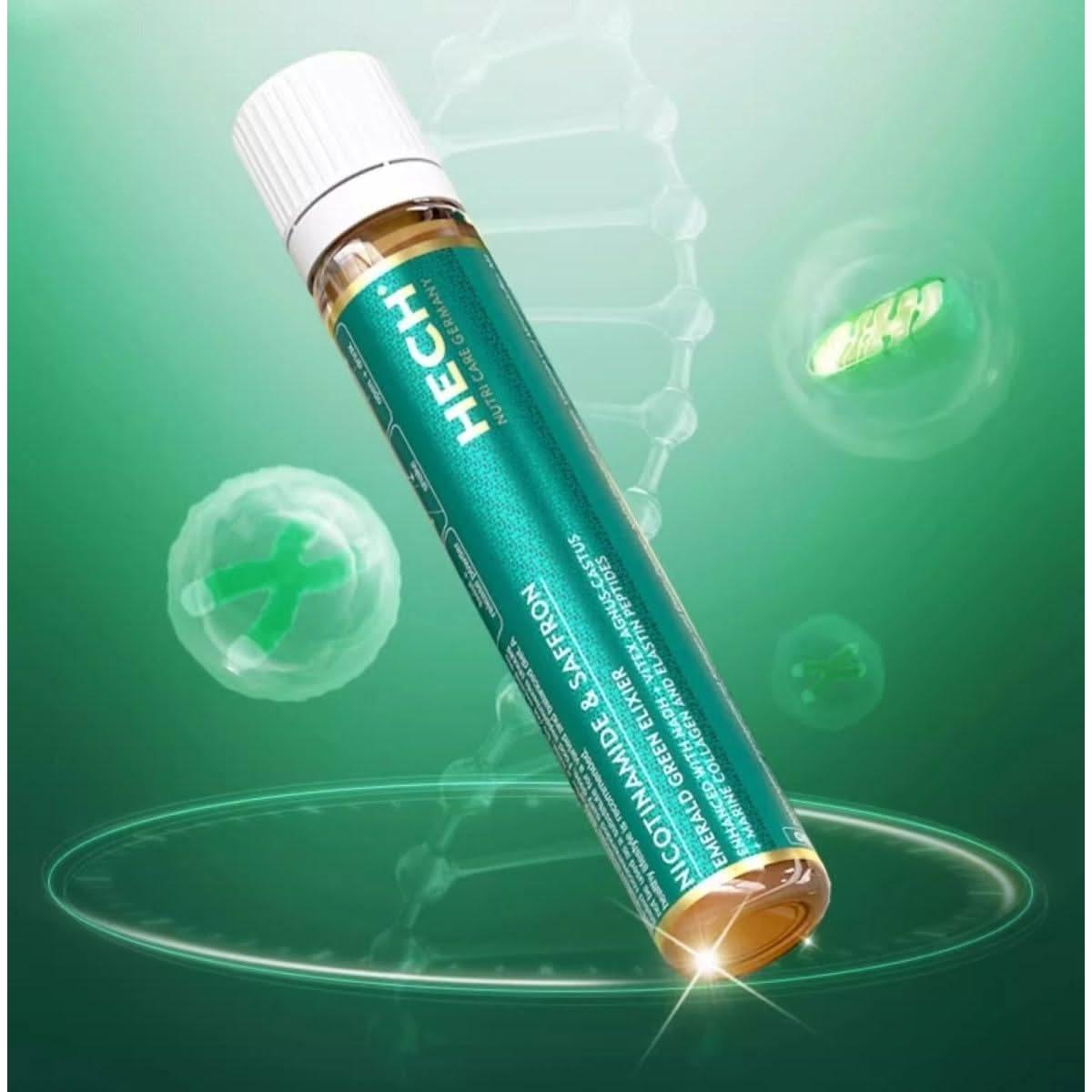 HECH Nicotinamide & Saffron Emerald Green Elixier - 12 x 22.5 mL per box - Glam Global UKHECH
