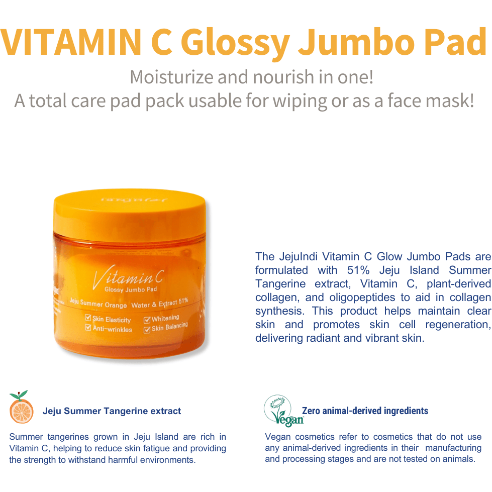 [JEJU INDI] Vitamin C Glossy Jumbo Pad 160ml - Glam Global UKJEJU INDI