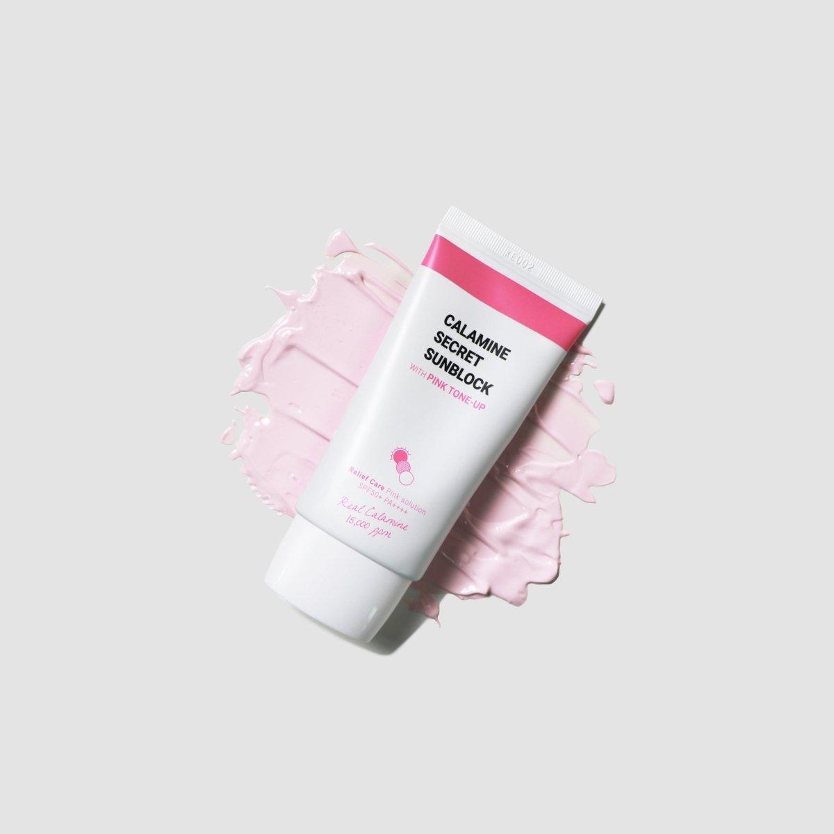 K - SECRET Calamine Secret Sunblock With Pink Tone - Up (SPF50+ PA++++) 50ml - Glam Global UKK - SECRET