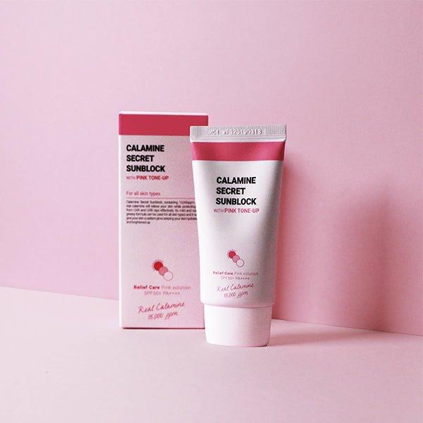 K - SECRET Calamine Secret Sunblock With Pink Tone - Up (SPF50+ PA++++) 50ml - Glam Global UKK - SECRET