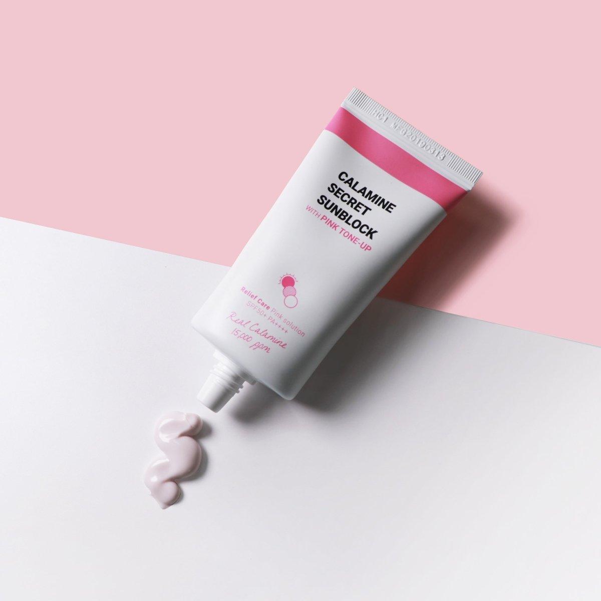 K - SECRET Calamine Secret Sunblock With Pink Tone - Up (SPF50+ PA++++) 50ml - Glam Global UKK - SECRET