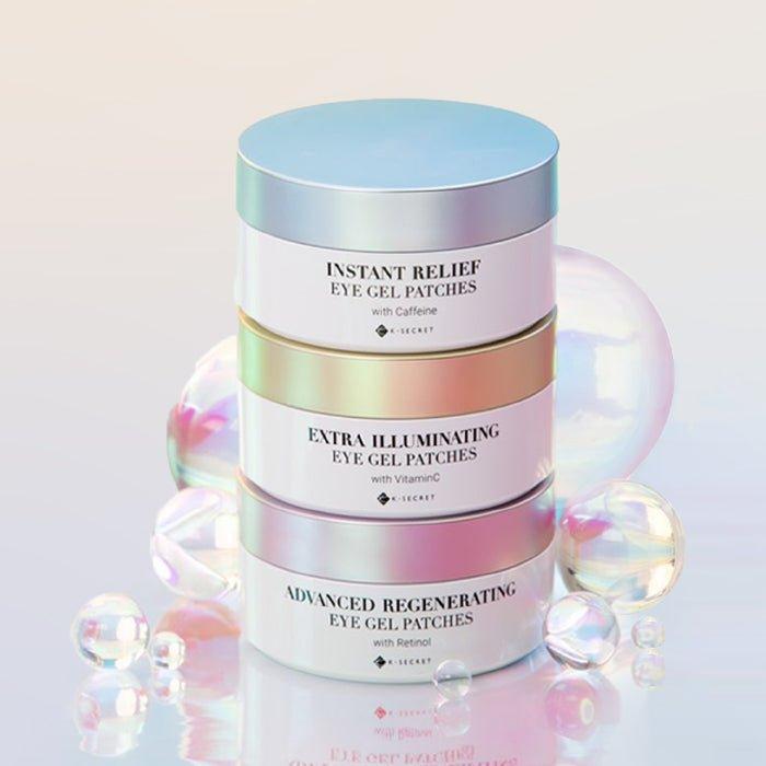 K - SECRET Eye Gel Patches Set (3 Pack) - Retinol, Vitamin C & Caffeine - Glam Global UKK - SECRET