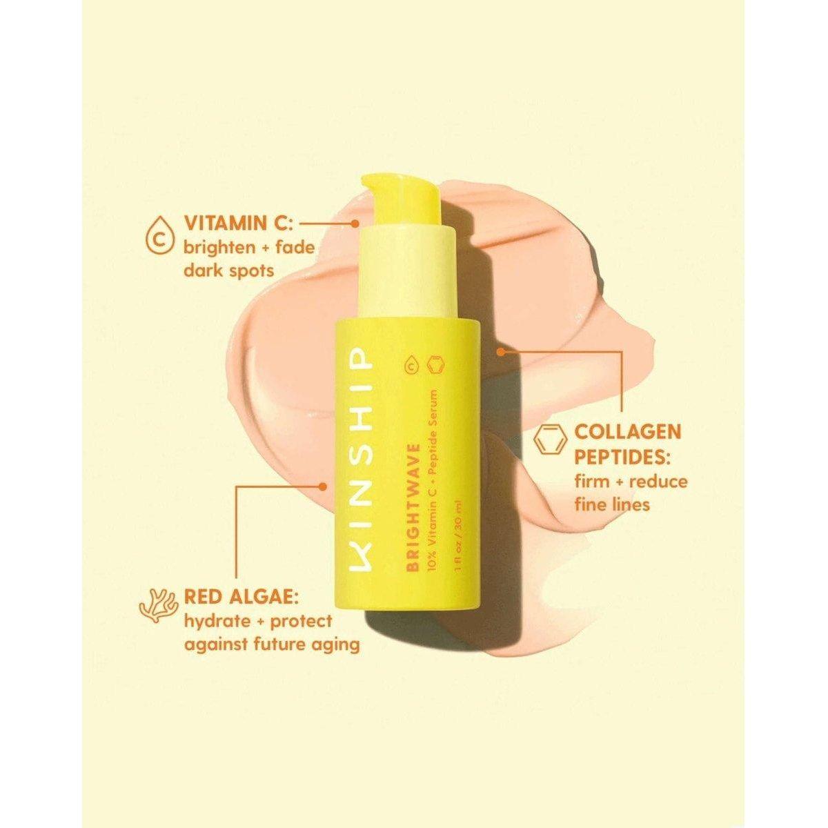 Kinship Brightwave 10% Vitamin C + Peptide Brightening Serum - 30ml - Glam Global UKKinship