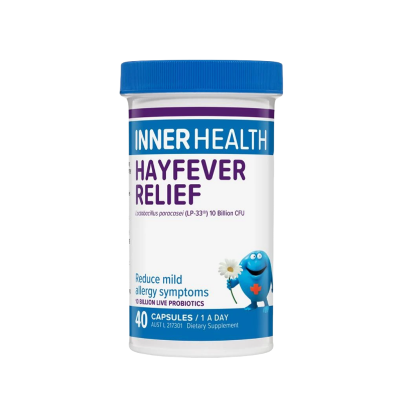 INNER HEALTH Alivio para la Fiebre del Heno - 40 Cápsulas | Fórmula Probiótica para el Alivio de los Síntomas de la Fiebre del Heno y las Alergias