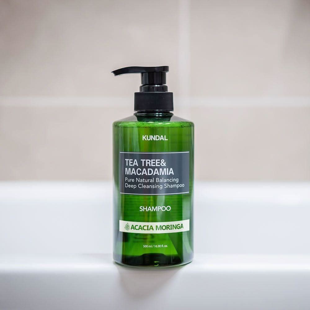 KUNDAL TEA TREE&MACADAMIA Pure Natural Balancing Deep Cleansing Shampoo 500ml #ACACIA MORINGA - Glam Global UKKUNDAL