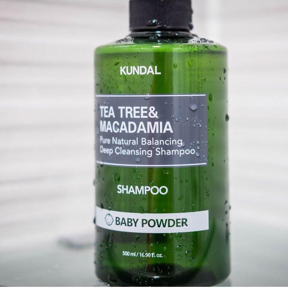 KUNDAL TEA TREE&MACADAMIA Pure Natural Balancing Deep Cleansing Shampoo 500ml #BABY POWDER - Glam Global UKKUNDAL