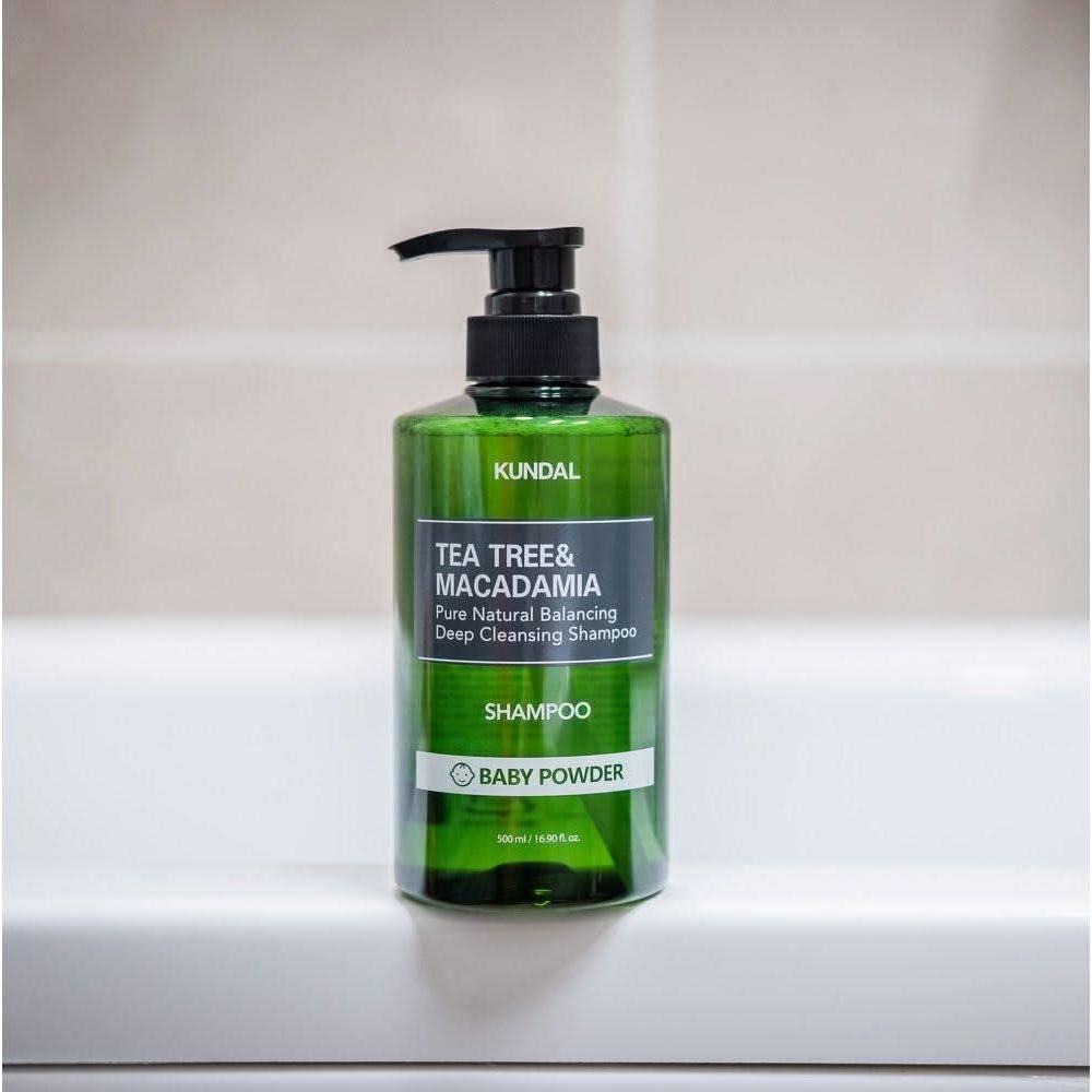 KUNDAL TEA TREE&MACADAMIA Pure Natural Balancing Deep Cleansing Shampoo 500ml #BABY POWDER - Glam Global UKKUNDAL