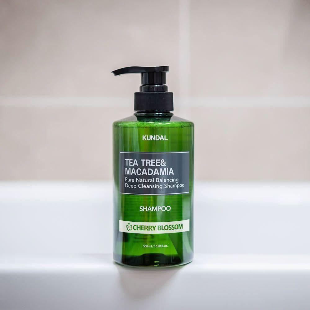 KUNDAL TEA TREE&MACADAMIA Pure Natural Balancing Deep Cleansing Shampoo 500ml #CHERRY BLOSSOM - Glam Global UKKUNDAL