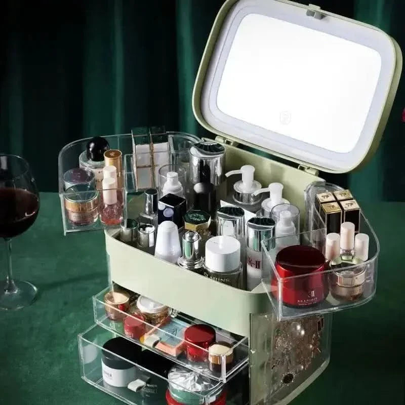 LED Mirror Cosmetic Organizer: The Ultimate Makeup Storage Solution - Glam Global UKGlam Global UK