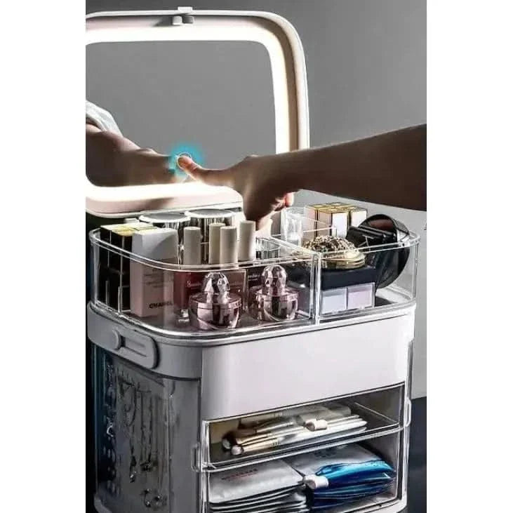 LED Mirror Cosmetic Organizer: The Ultimate Makeup Storage Solution - Glam Global UKGlam Global UK