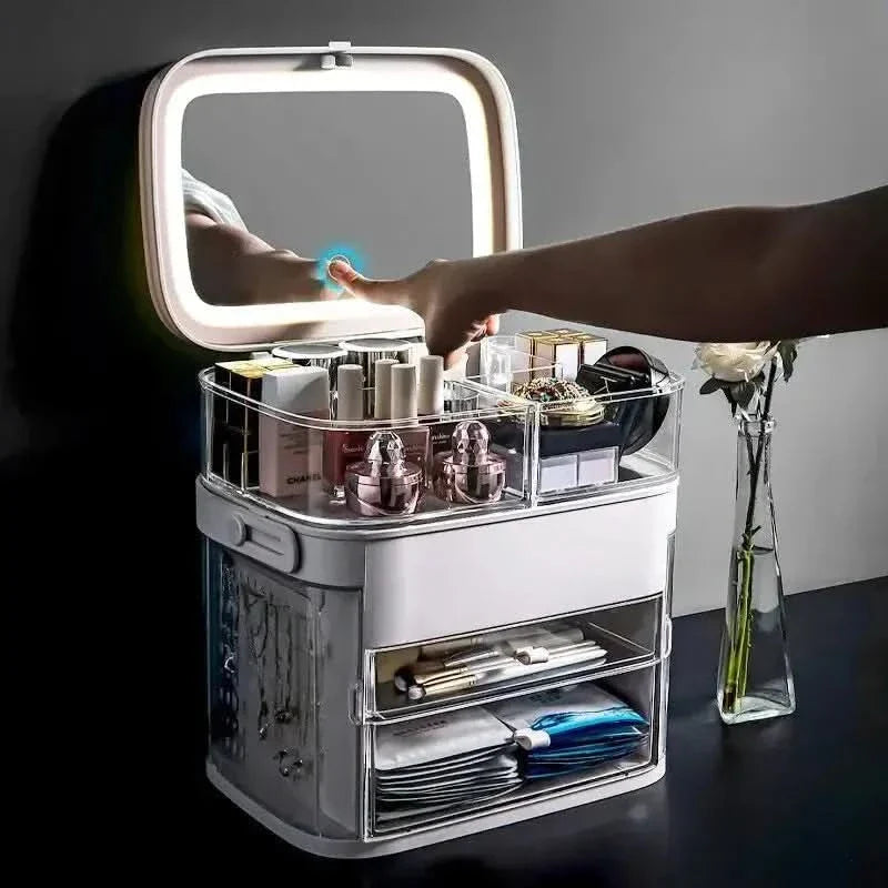 LED Mirror Cosmetic Organizer: The Ultimate Makeup Storage Solution - Glam Global UKGlam Global UK