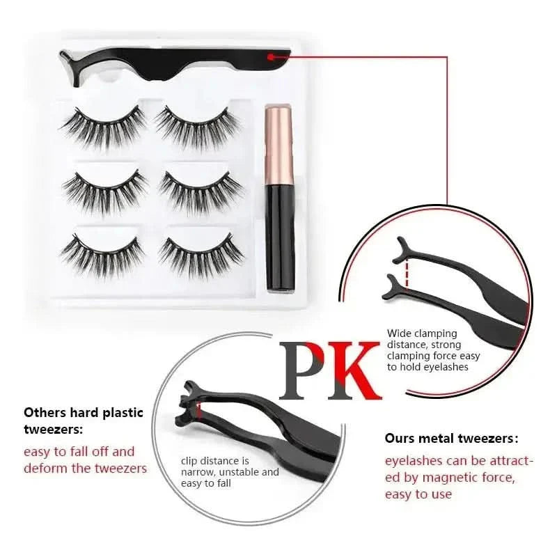 Magnetic Eyelashes Set with Waterproof Eyeliner and Tweezer - Glam Global UKGlam Global UK