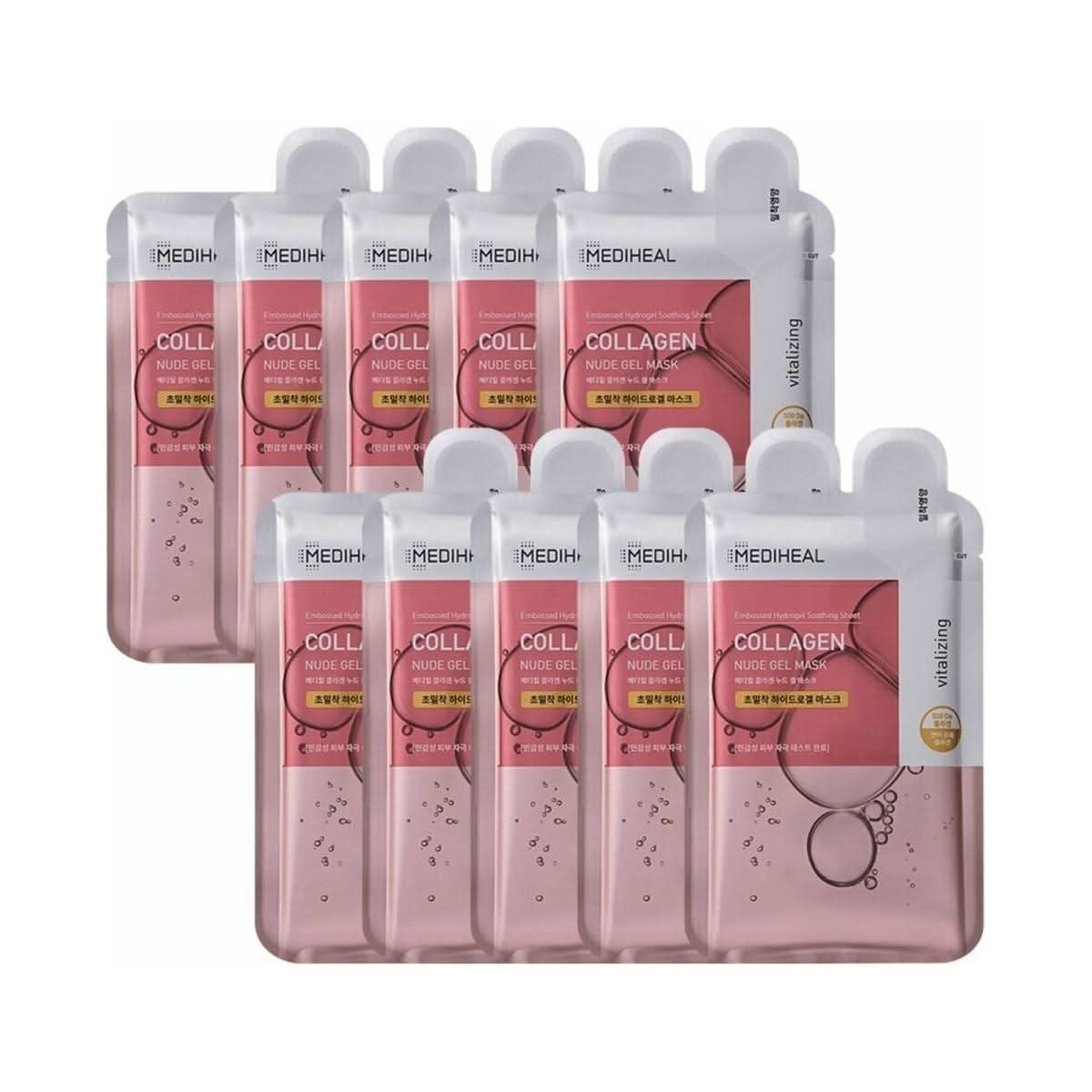 MEDIHEAL Collagen Nude Gel Mask Sheet – 10 Sheets | Nourish, Firm & Cool - Glam Global UKMEDIHEAL