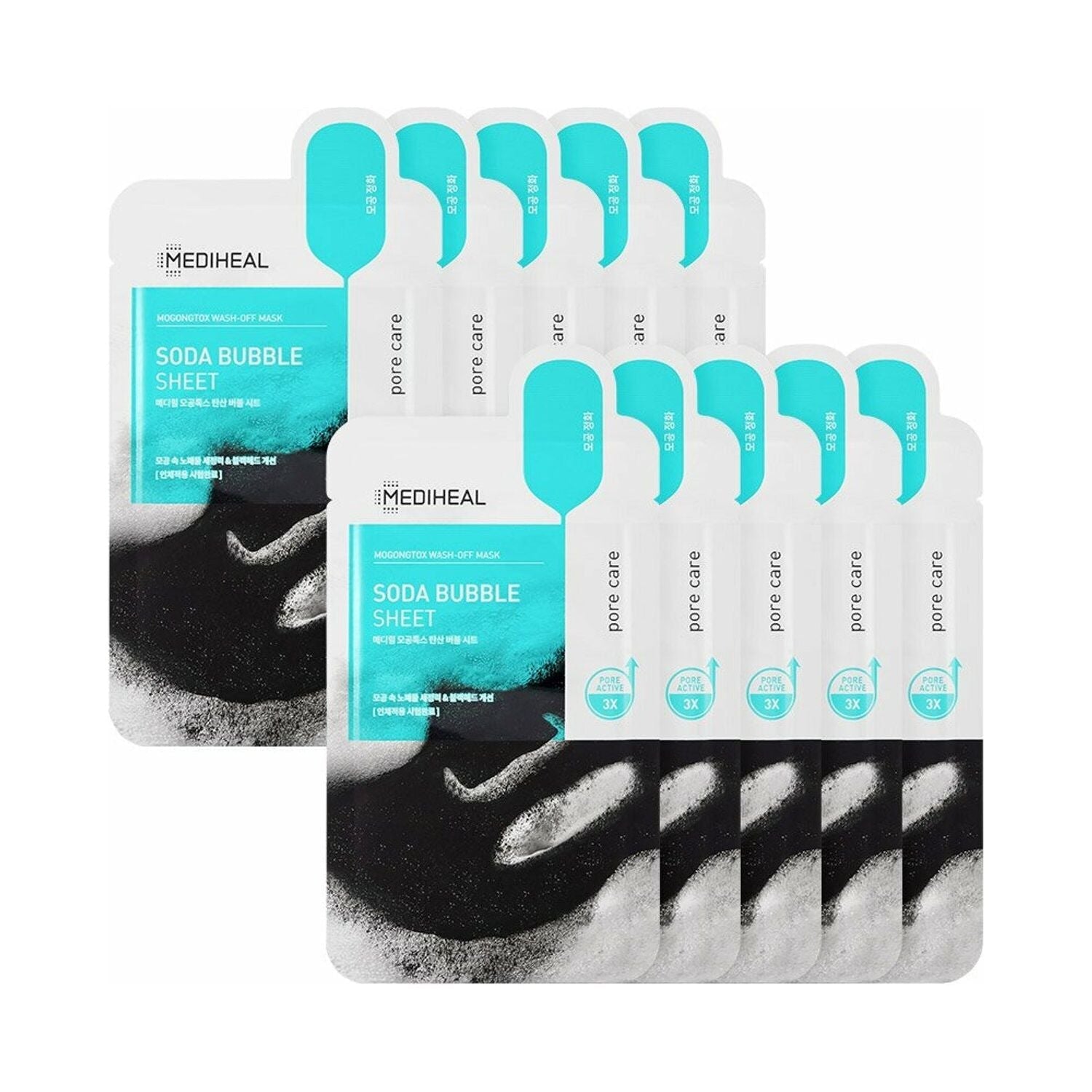 MEDIHEAL Mogongtox Wash - off Soda Bubble Sheet 10P - Glam Global UKMEDIHEAL