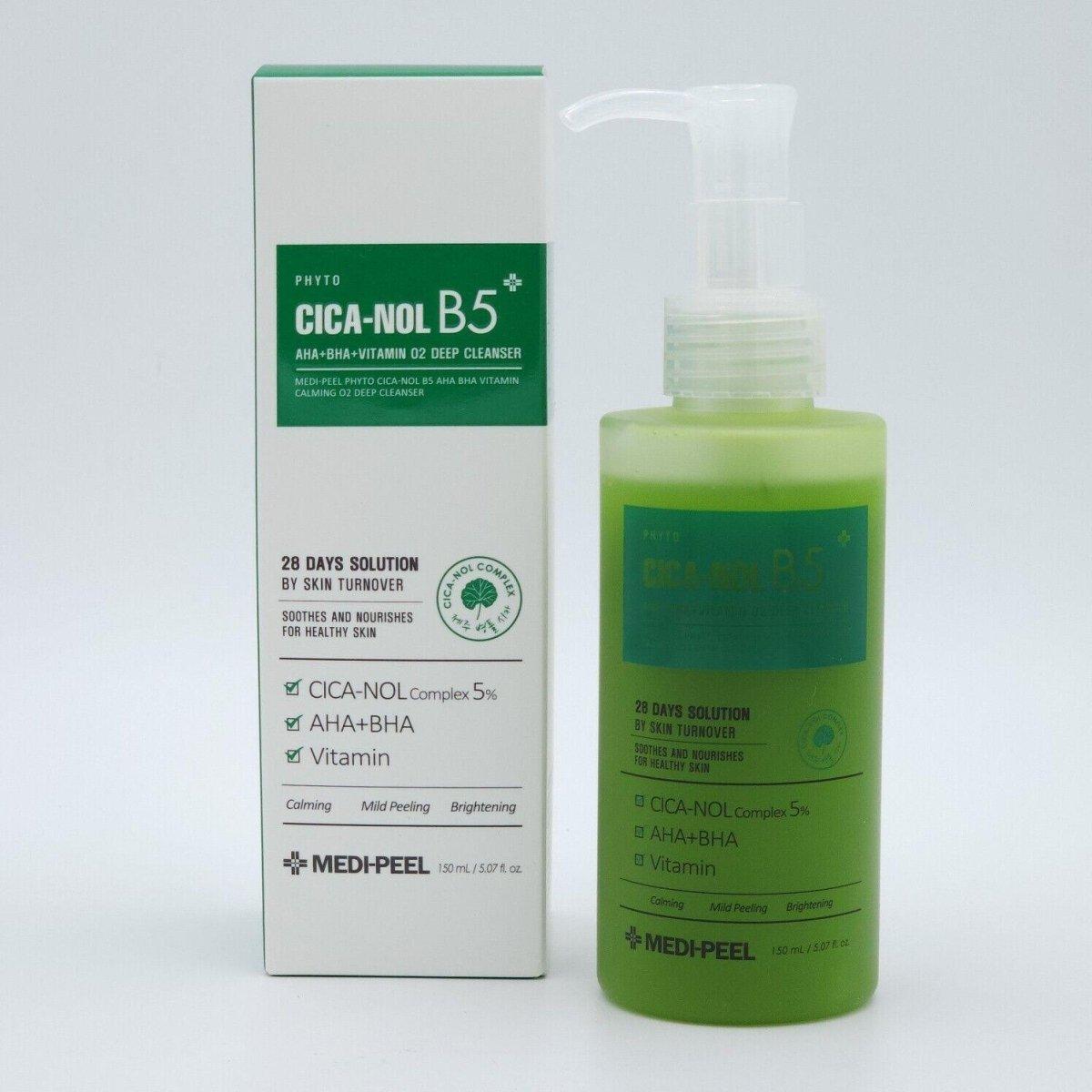MEDIPEEL PHYTO CICA - NOL B5 AHA BHA Vitamin Calming O2 Deep Cleanser – 150ml - Glam Global UKMEDIPEEL