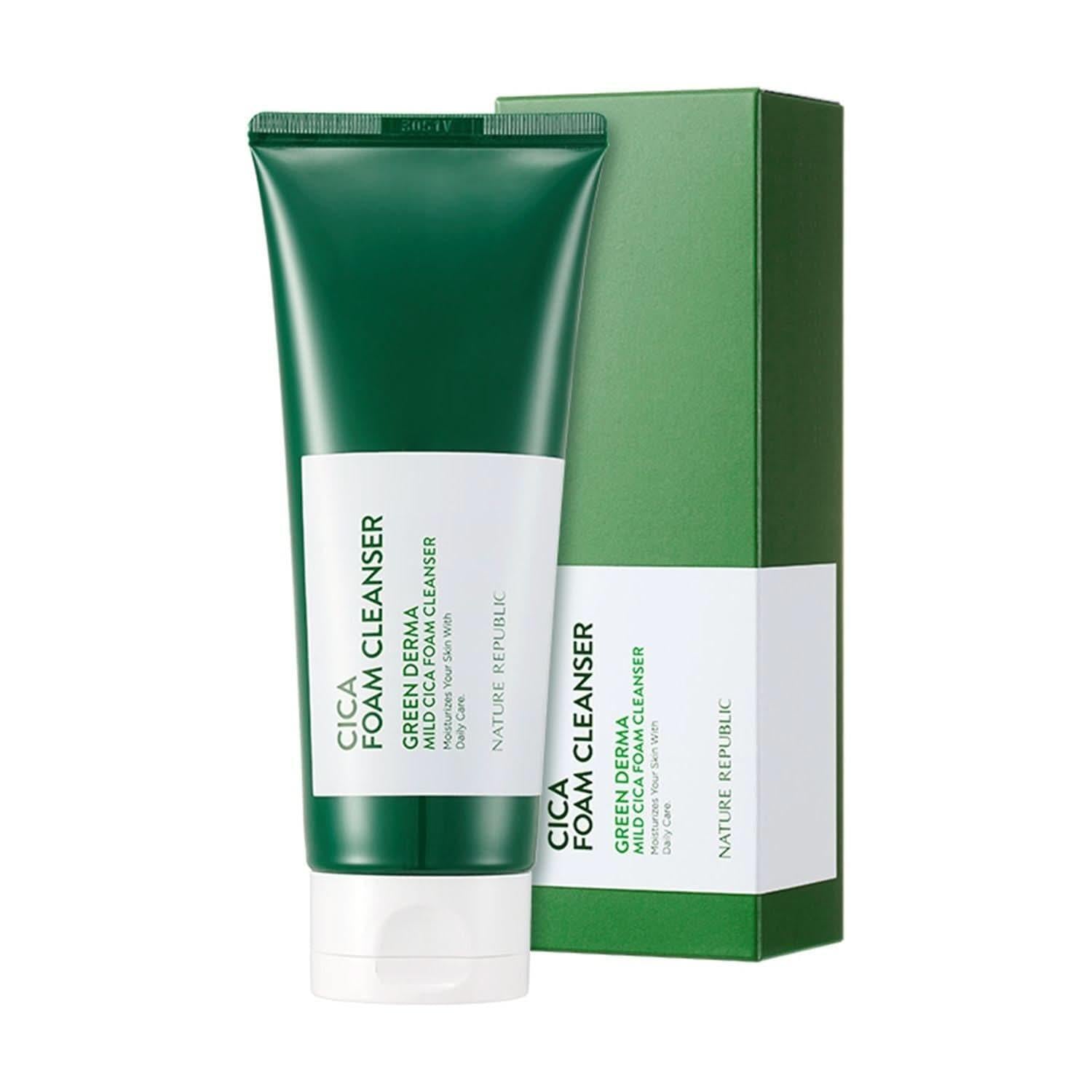 [NATURE REPUBLIC] Green Derma Mild Cica Foam Cleanser - 150ml | Gentle Cleanse & Soothing Care - Glam Global UKNATURE REPUBLIC