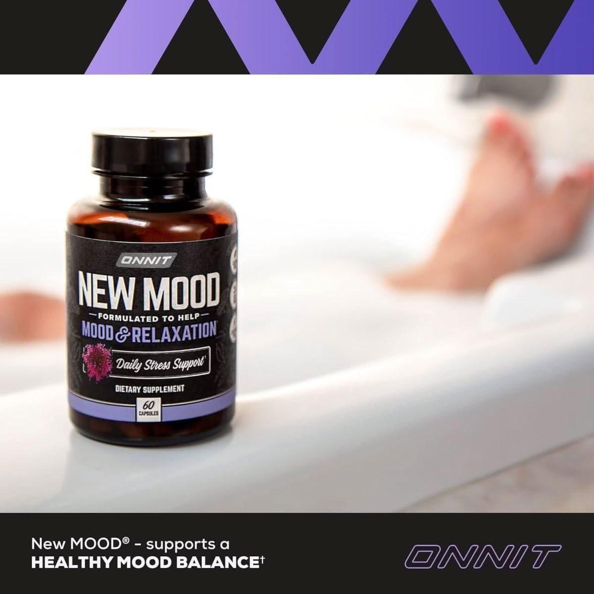 New Mood - Occasional Stress Relief, Sleep and Mood Support Supplement, 60 Count - Glam Global UKOnnit
