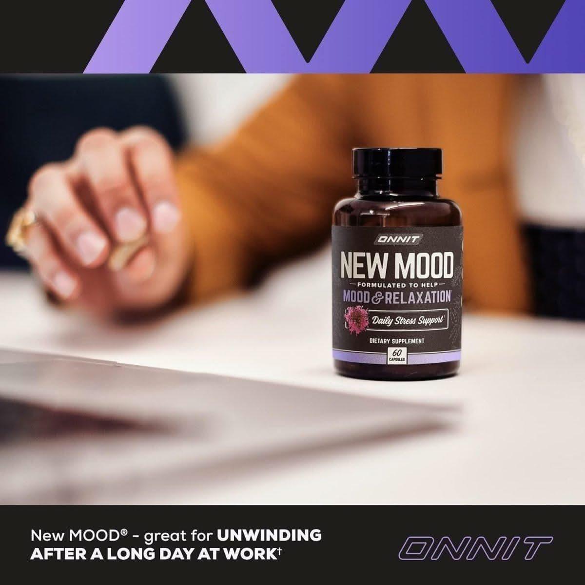 New Mood - Occasional Stress Relief, Sleep and Mood Support Supplement, 60 Count - Glam Global UKOnnit