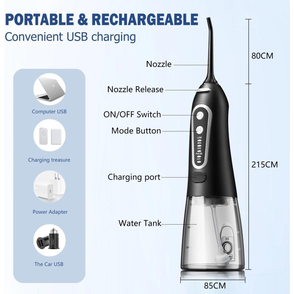 Oral Irrigator USB Rechargeable Water Flosser – Achieve a Brighter Smile Anytime, Anywhere - Glam Global UKGlam Global UK