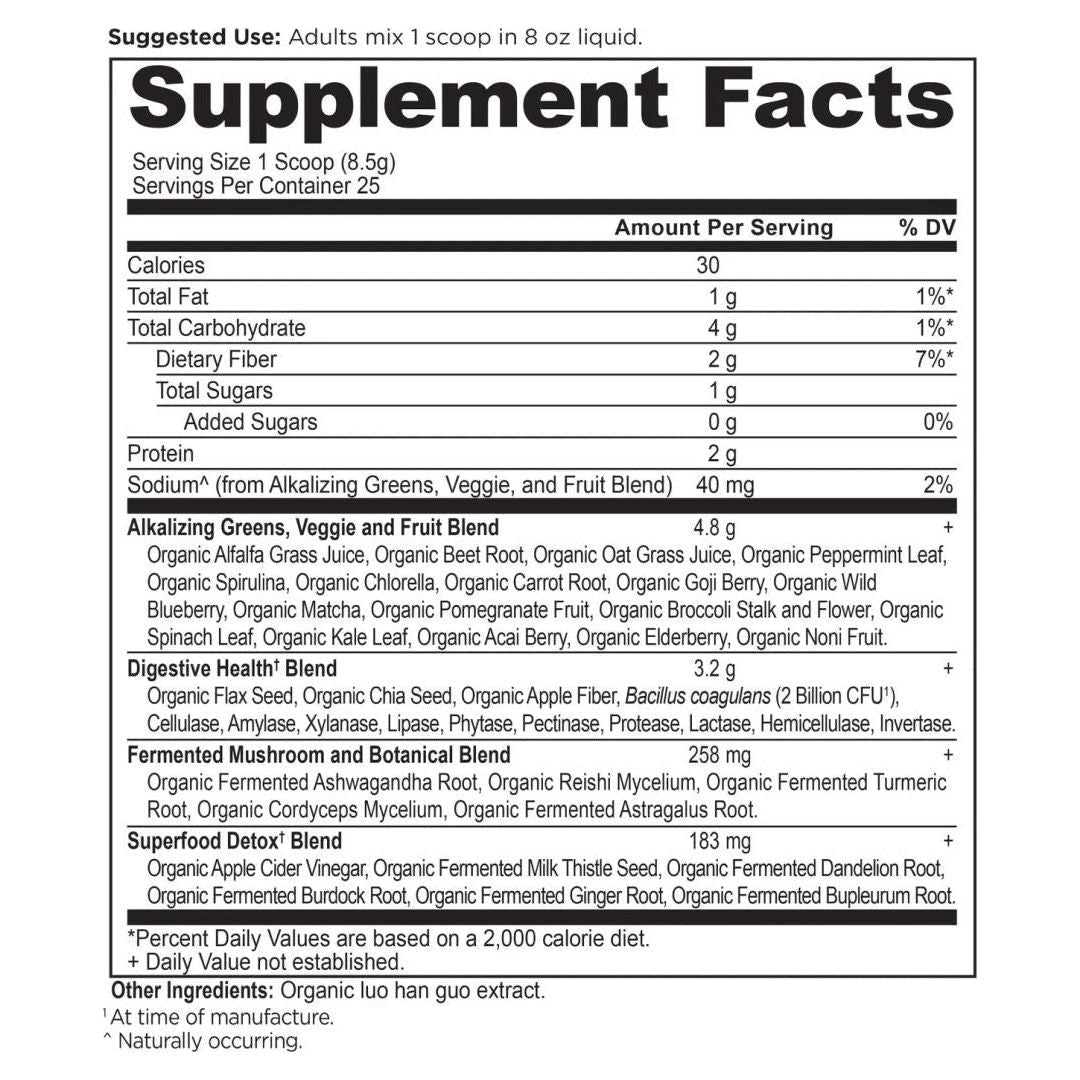 Ancient Nutrition Organic SuperGreens Alkalize & Detox Powder - 213g - Glam Global UKAncient Nutrition