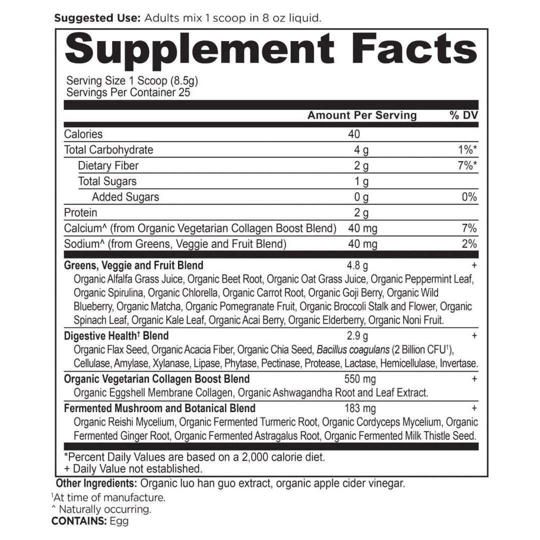 Ancient Nutrition Organic SuperGreens +Collagen Powder - 213g - Glam Global UKAncient Nutrition