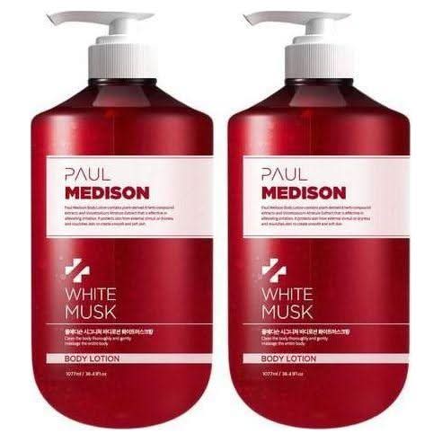 PAUL MEDISON Signature Perfume Body Lotion White Musk 1,077ml X 2 | Extra Dry Skin Nourishment - Glam Global UKPAUL MEDISON