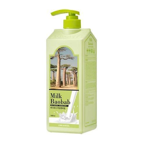 BIOKLASSE GEL DE BAÑO LECHE DE BAOBAB – Lima y Albahaca – 500ml | Limpiador Energizante Rico en Vitaminas