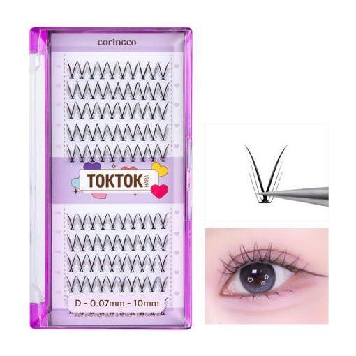CORINGCO Toktok-Hara Check Eyelash – 100 unidades (3 tipos) | Racimos suaves y personalizables