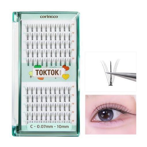 CORINGCO Toktok-Hara W Eyelash Set – 100 unidades (4 tipos) | Volumen personalizable de fácil aplicación
