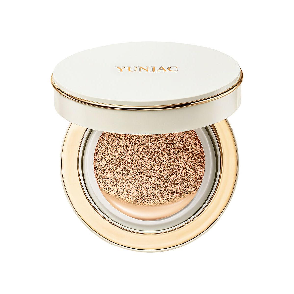 YUNJAC Base de maquillaje compacta Long Wear Porcelain Cushion SPF50+ PA++++ - 15g x 2 | Cobertura iluminadora e hidratante