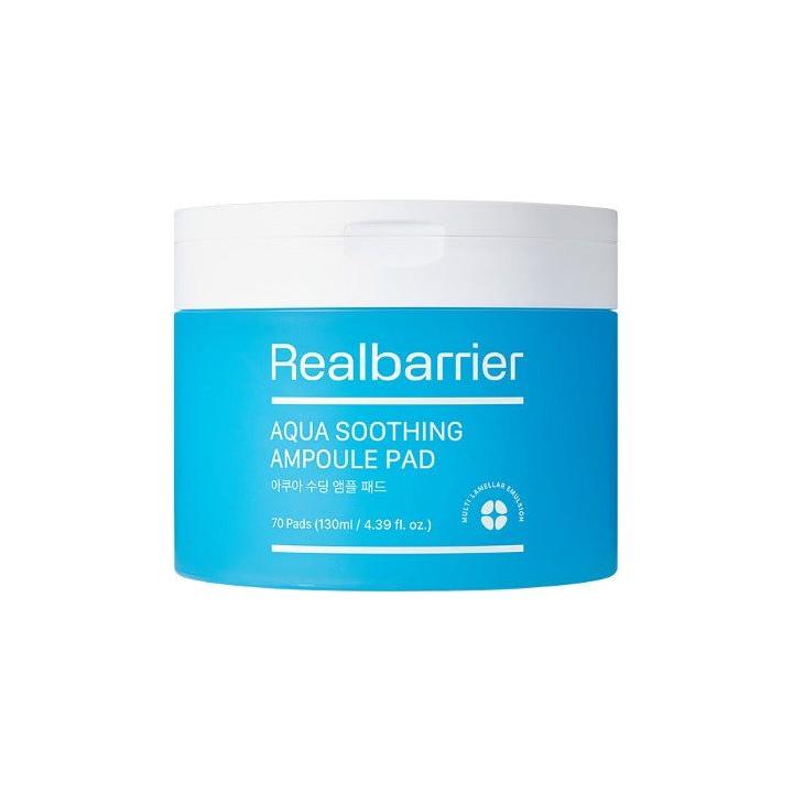 Real Barrier Aqua Soothing Ampoule Pad – 130ml (70 Discos) | Cuidado Refrescante, Hidratante y Calmante para la Piel