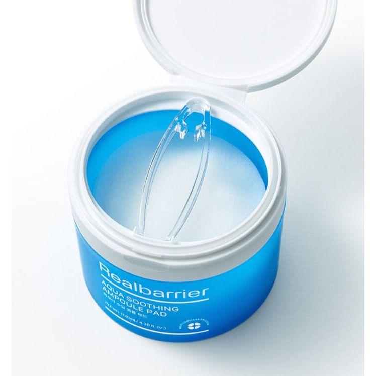 Real Barrier Aqua Soothing Ampoule Pad – 130ml (70 Discos) | Cuidado Refrescante, Hidratante y Calmante para la Piel