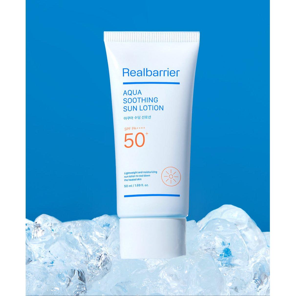 Real Barrier Aqua Soothing Sun Lotion SPF 50+ PA++++ – 50ml | Protección UV refrescante, hidratante y ligera