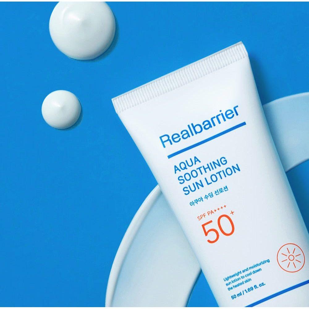 Real Barrier Aqua Soothing Sun Lotion SPF 50+ PA++++ – 50ml | Protección UV refrescante, hidratante y ligera